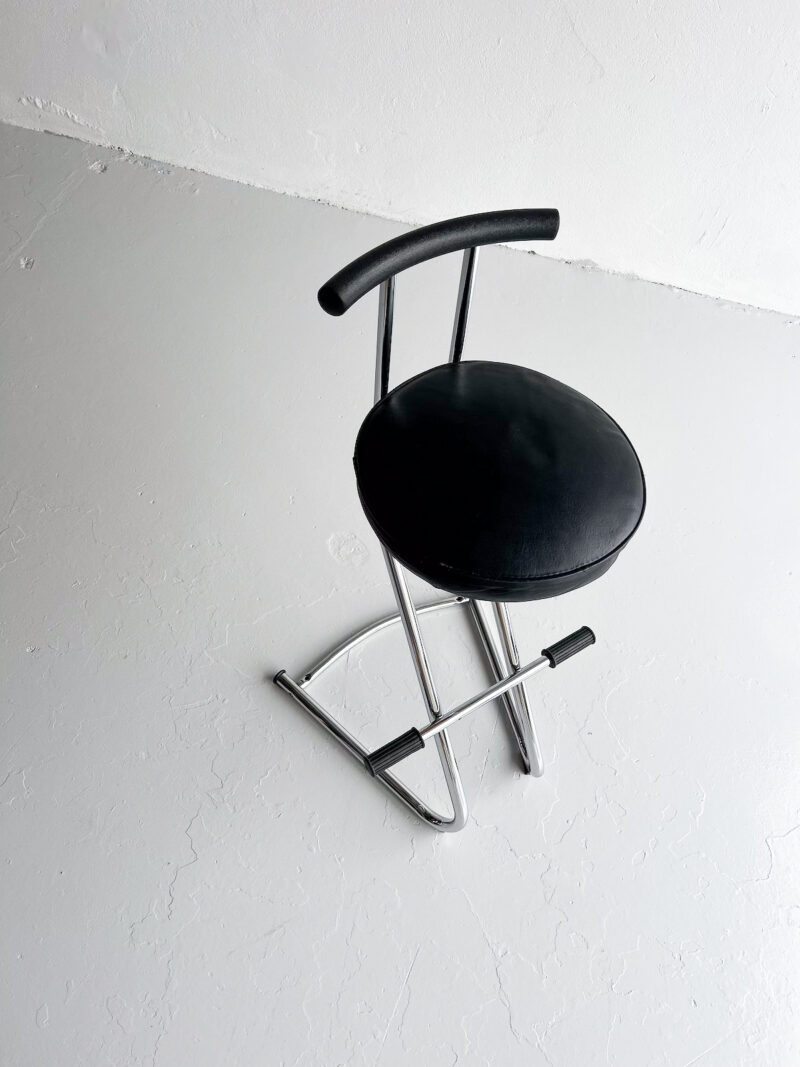 Krómaður barstóll með svörtu leðursæti - Image 9