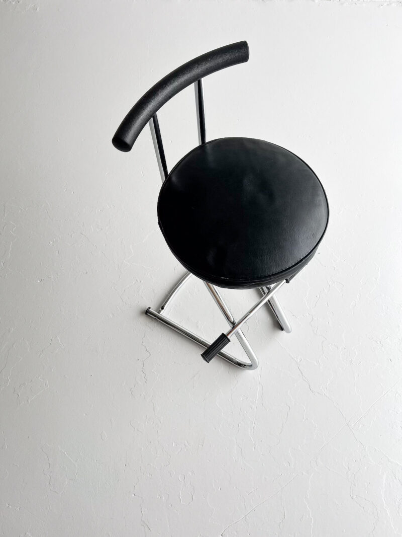 Krómaður barstóll með svörtu leðursæti - Image 10