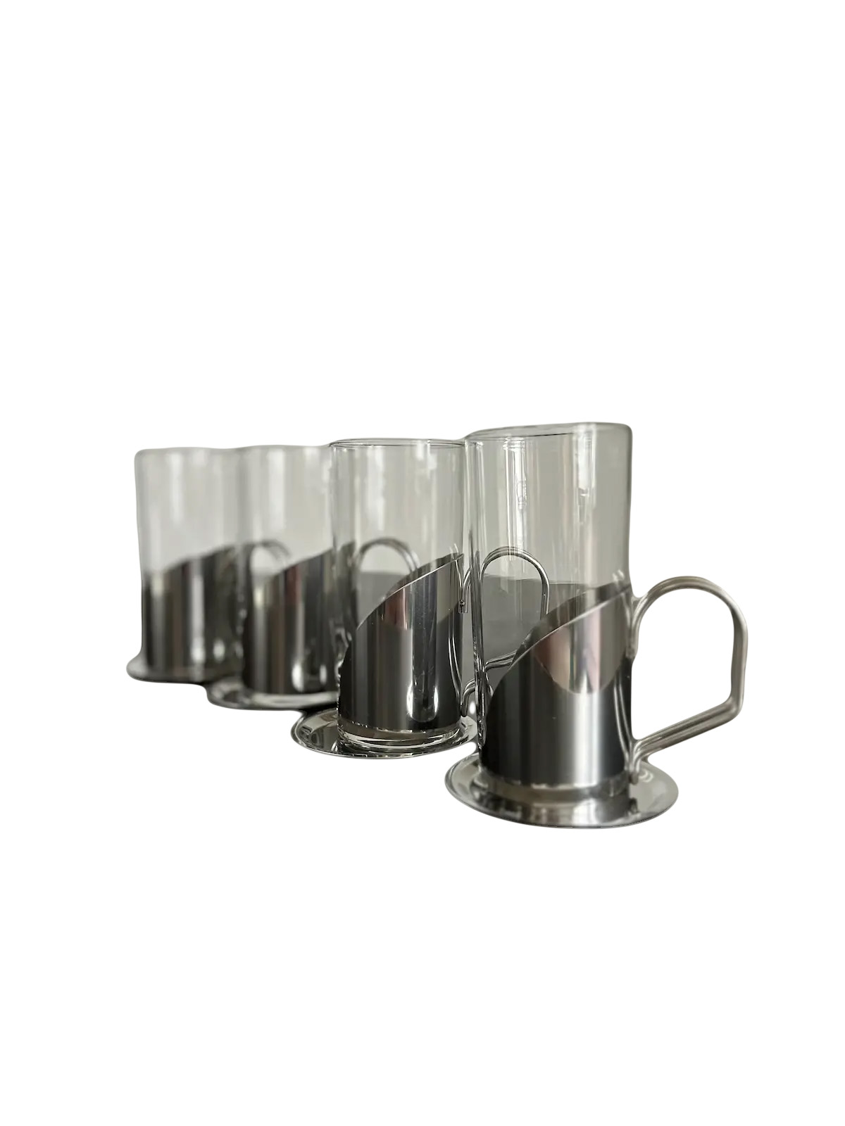 Glös með stálhandfangi