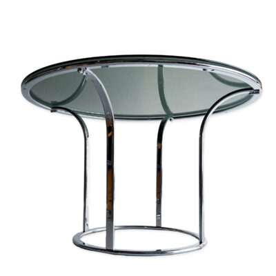 Hringborð - króm og reyklitað gler