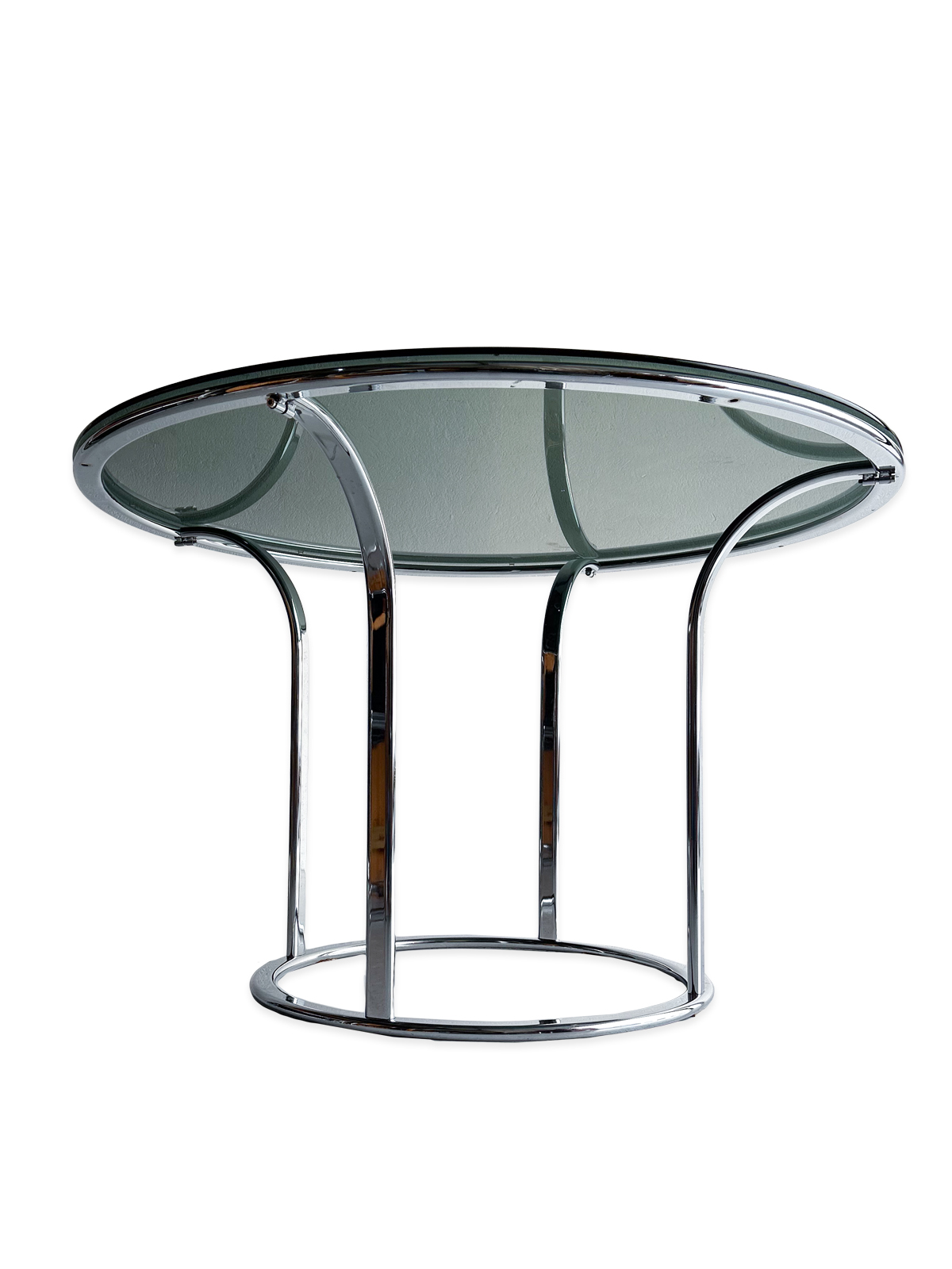 Hringborð - króm og reyklitað gler