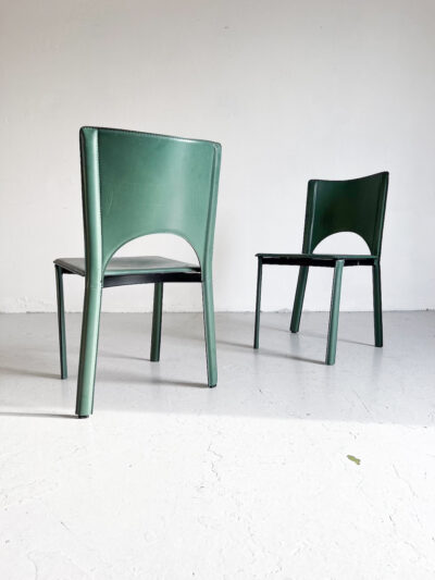 Grænir vintage leðurstólar (par)